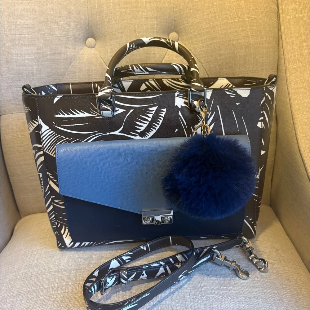 Tory Burch Black and Blue Tote Bag